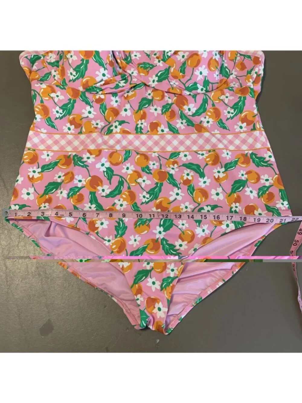 Lands End Draper James Womens 26W Swimsuit One Piece Pink‎ Orange Floral Gingham